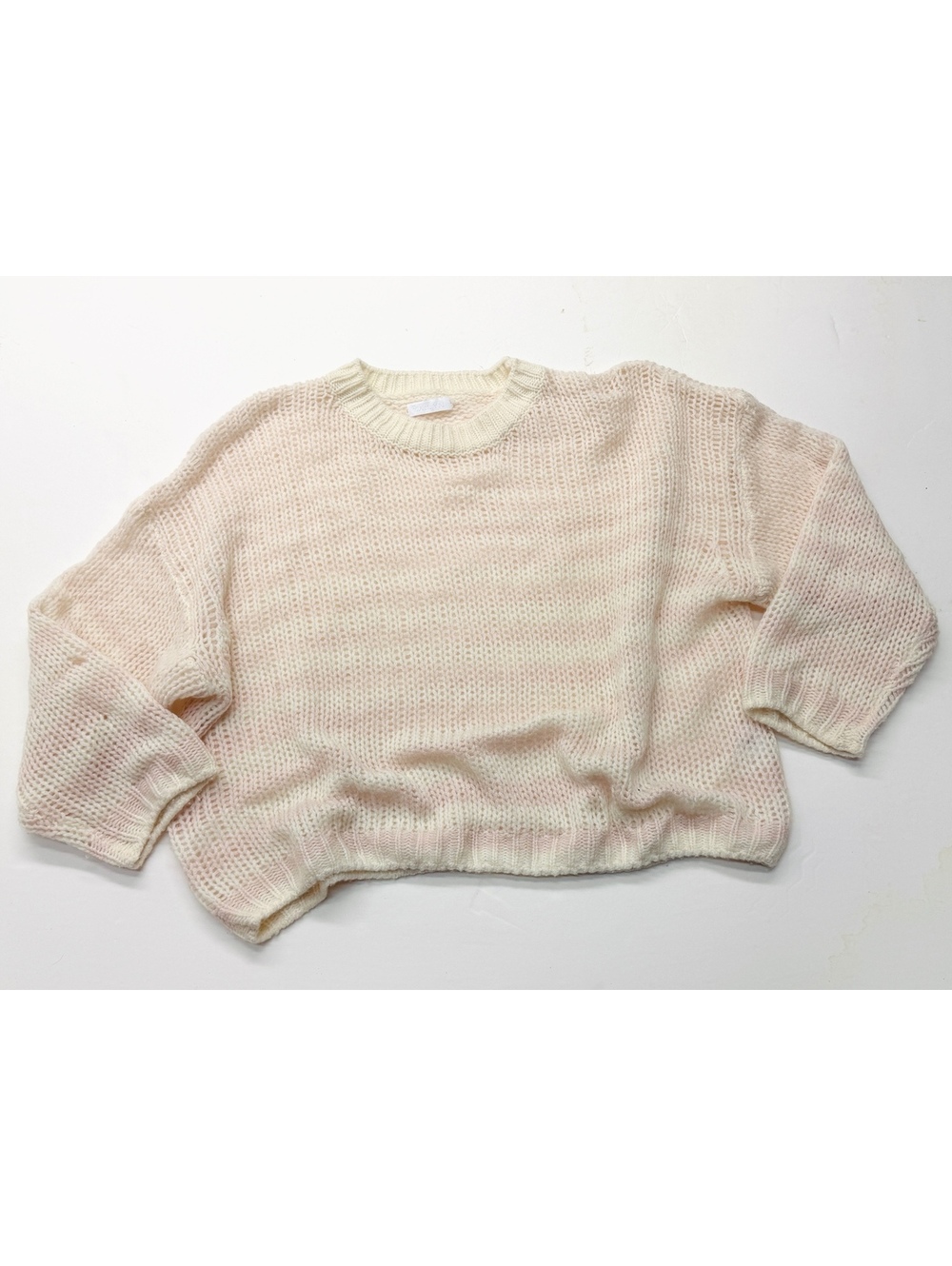 SABLYN Mercy Cropped Chunky 100% Cashmere Sweater Pink Ivory Stripe *FLAW